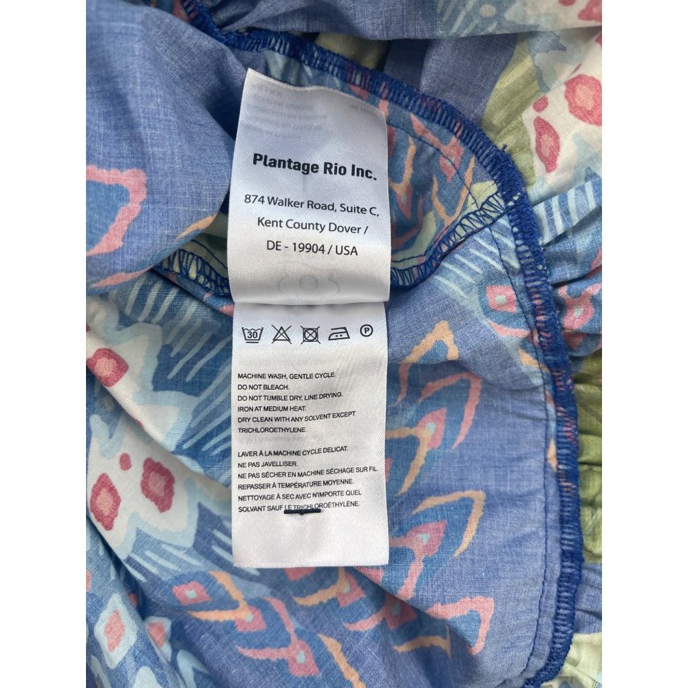 Farm Rio Women’s Tropical Dress Size L Blue Macaw long Sleeve MIDI Maxi - Picture 7 of 9